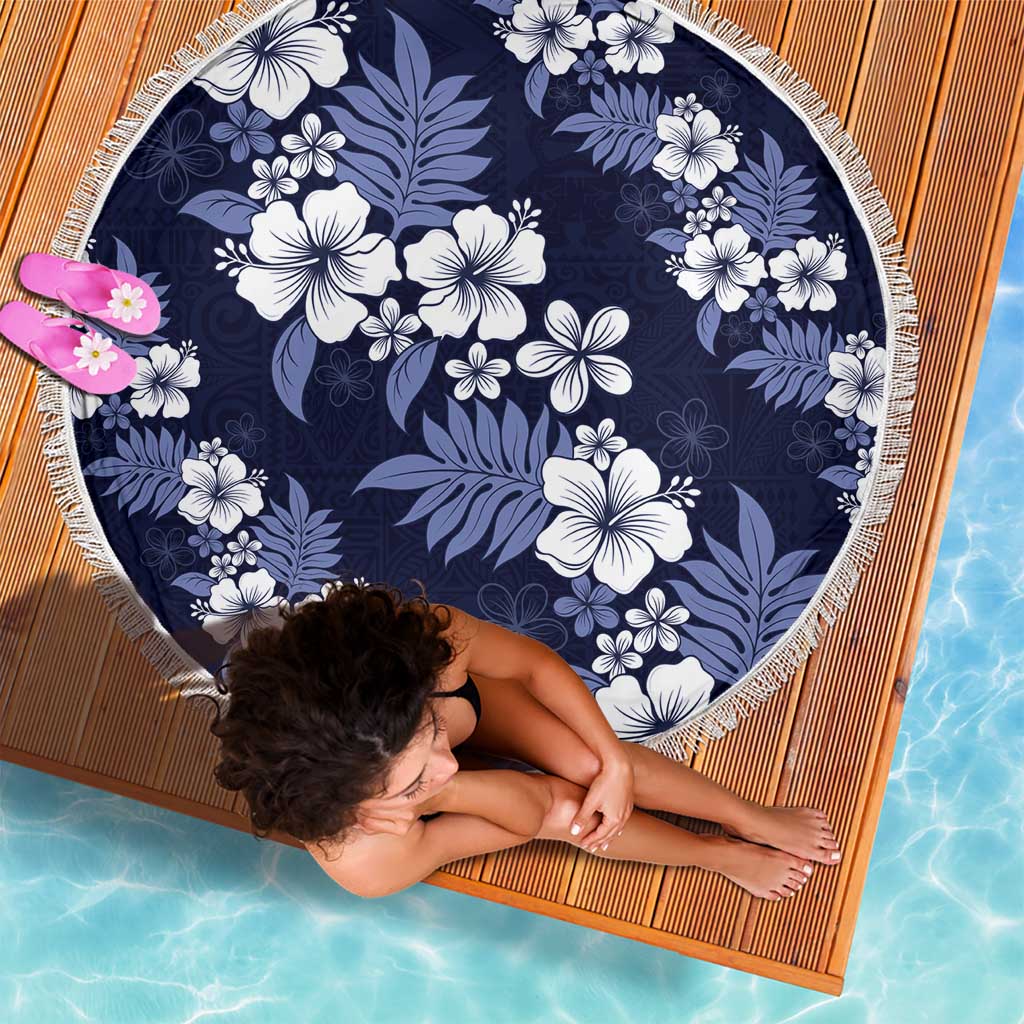 Hawaiian Hibiscus Tribal Floral Blue Beach Blanket Polynesian Tapa Pattern LT01 - Polynesian Pride