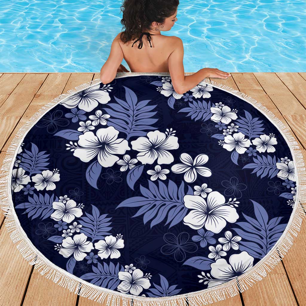 Hawaiian Hibiscus Tribal Floral Blue Beach Blanket Polynesian Tapa Pattern LT01 - Polynesian Pride