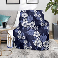 Hawaiian Hibiscus Tribal Floral Blue Blanket Polynesian Tapa Pattern - Polynesian Pride