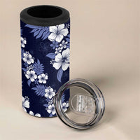 Hawaiian Hibiscus Tribal Floral Blue 4 in 1 Can Cooler Tumbler Polynesian Tapa Pattern - Polynesian Pride