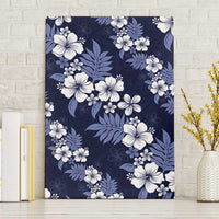 Hawaiian Hibiscus Tribal Floral Blue Canvas Wall Art Polynesian Tapa Pattern LT01 Without Frame Blue - Polynesian Pride