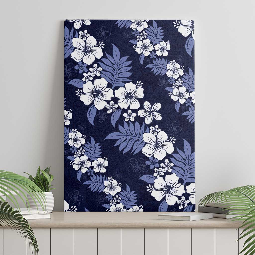 Hawaiian Hibiscus Tribal Floral Blue Canvas Wall Art Polynesian Tapa Pattern LT01 - Polynesian Pride