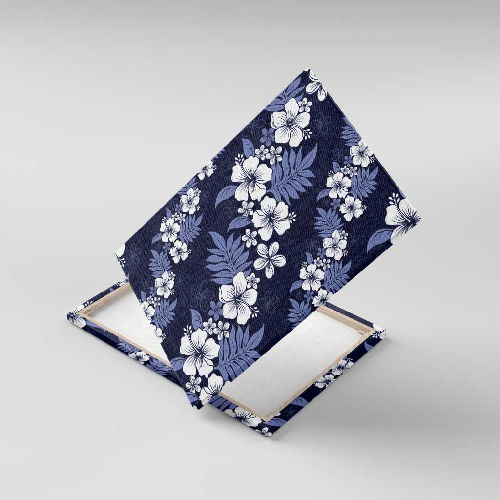 Hawaiian Hibiscus Tribal Floral Blue Canvas Wall Art Polynesian Tapa Pattern LT01 With Frame Blue - Polynesian Pride