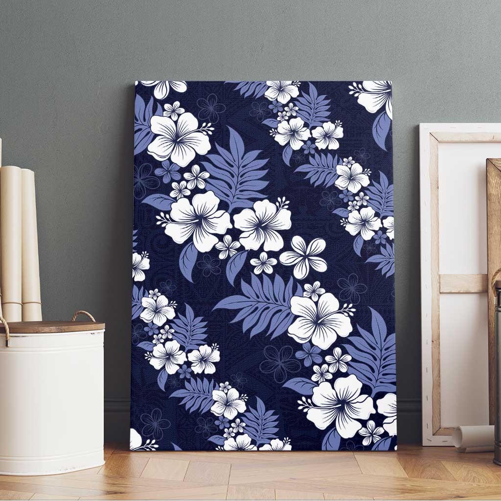 Hawaiian Hibiscus Tribal Floral Blue Canvas Wall Art Polynesian Tapa Pattern LT01 - Polynesian Pride