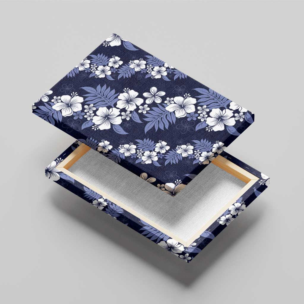 Hawaiian Hibiscus Tribal Floral Blue Canvas Wall Art Polynesian Tapa Pattern LT01 - Polynesian Pride