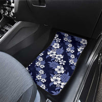 Hawaiian Hibiscus Tribal Floral Blue Car Mats Polynesian Tapa Pattern - Polynesian Pride