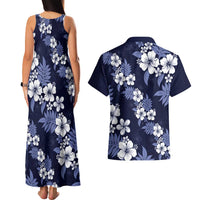 Hawaiian Hibiscus Tribal Floral Blue Couples Matching Tank Maxi Dress and Hawaiian Shirt Polynesian Tapa Pattern LT01 - Polynesian Pride