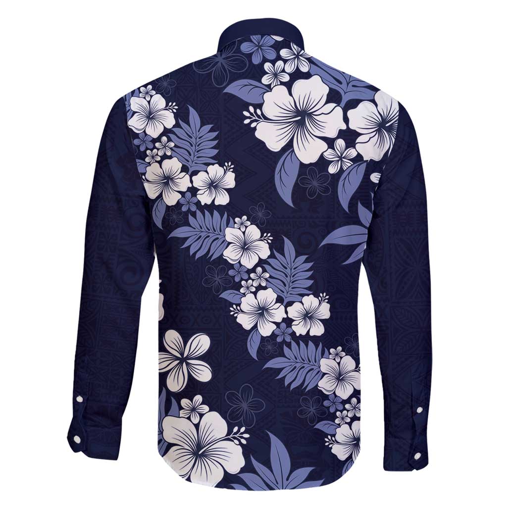 Hawaiian Hibiscus Tribal Floral Blue Family Matching Summer Maxi Dress and Hawaiian Shirt Polynesian Tapa Pattern LT01 - Polynesian Pride