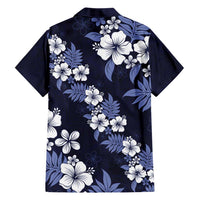 Hawaiian Hibiscus Tribal Floral Blue Hawaiian Shirt Polynesian Tapa Pattern - Polynesian Pride