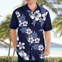 Hawaiian Hibiscus Tribal Floral Blue Hawaiian Shirt Polynesian Tapa Pattern - Polynesian Pride