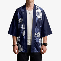 Hawaiian Hibiscus Tribal Floral Blue Kimono Polynesian Tapa Pattern - Polynesian Pride