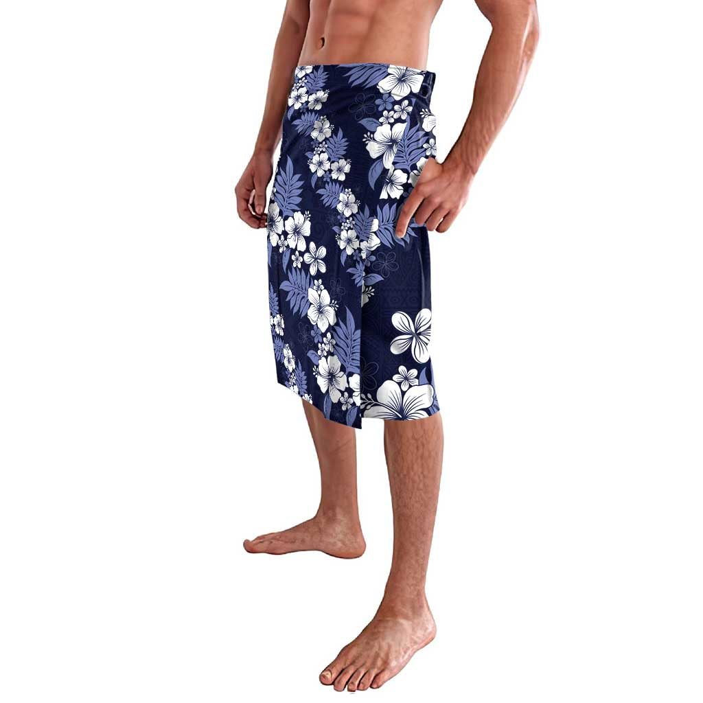 Hawaiian Hibiscus Tribal Floral Blue Lavalava Polynesian Tapa Pattern - Polynesian Pride