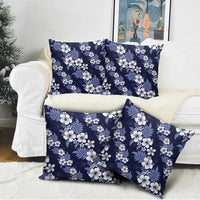 Hawaiian Hibiscus Tribal Floral Blue Pillow Cover Polynesian Tapa Pattern - Polynesian Pride