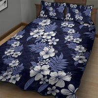 Hawaiian Hibiscus Tribal Floral Blue Quilt Bed Set Polynesian Tapa Pattern - Polynesian Pride