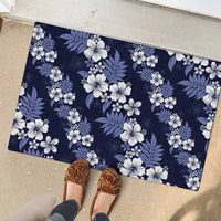 Hawaiian Hibiscus Tribal Floral Blue Rubber Doormat Polynesian Tapa Pattern LT01 - Polynesian Pride