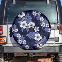 Hawaiian Hibiscus Tribal Floral Blue Spare Tire Cover Polynesian Tapa Pattern - Polynesian Pride
