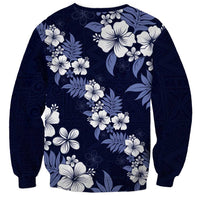 Hawaiian Hibiscus Tribal Floral Blue Sweatshirt Polynesian Tapa Pattern LT01 - Polynesian Pride