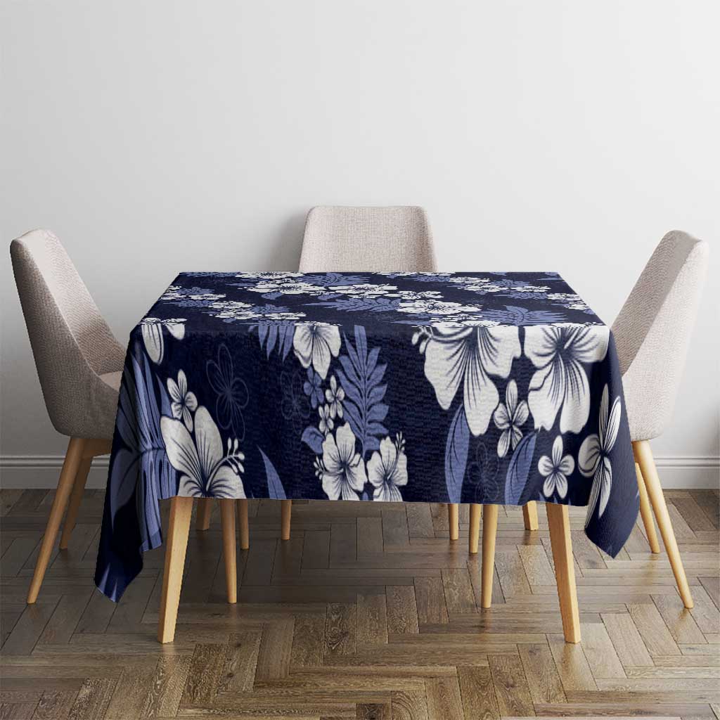 Hawaiian Hibiscus Tribal Floral Blue Tablecloth Polynesian Tapa Pattern LT01 - Polynesian Pride