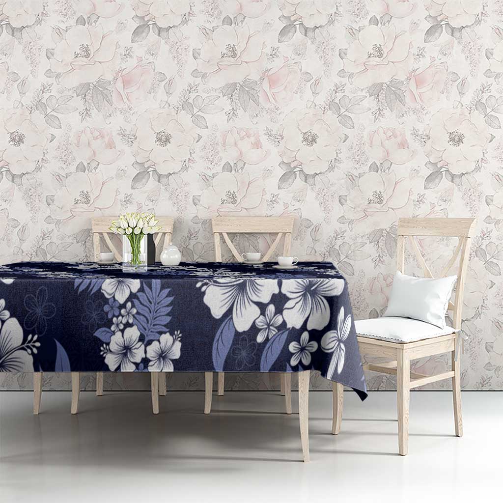 Hawaiian Hibiscus Tribal Floral Blue Tablecloth Polynesian Tapa Pattern LT01 - Polynesian Pride