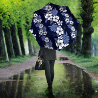 Hawaiian Hibiscus Tribal Floral Blue Umbrella Polynesian Tapa Pattern - Polynesian Pride