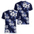 Hawaiian Hibiscus Tribal Floral Blue Women V-Neck T-Shirt Polynesian Tapa Pattern - Polynesian Pride