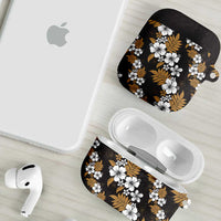 Hawaiian Hibiscus Tribal Floral Brown AirPods Case Polynesian Tapa Pattern - Polynesian Pride