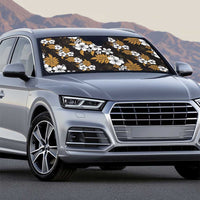 Hawaiian Hibiscus Tribal Floral Brown Auto Sun Shade Polynesian Tapa Pattern - Polynesian Pride