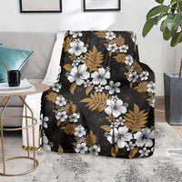 Hawaiian Hibiscus Tribal Floral Brown Blanket Polynesian Tapa Pattern - Polynesian Pride