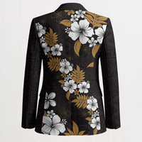 Hawaiian Hibiscus Tribal Floral Brown Blazer Polynesian Tapa Pattern - Polynesian Pride