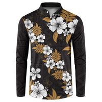 Hawaiian Hibiscus Tribal Floral Brown Button Sweatshirt Polynesian Tapa Pattern LT01 Brown - Polynesian Pride