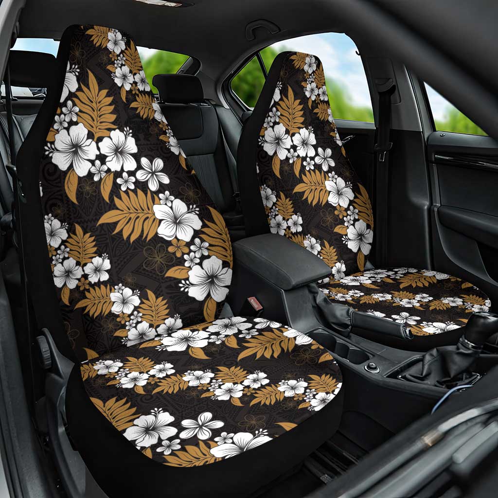 Hawaiian Hibiscus Tribal Floral Brown Car Seat Cover Polynesian Tapa Pattern - Polynesian Pride
