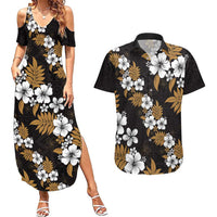 Hawaiian Hibiscus Tribal Floral Brown Couples Matching Summer Maxi Dress and Hawaiian Shirt Polynesian Tapa Pattern LT01 Brown - Polynesian Pride