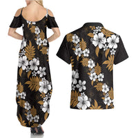 Hawaiian Hibiscus Tribal Floral Brown Couples Matching Summer Maxi Dress and Hawaiian Shirt Polynesian Tapa Pattern LT01 - Polynesian Pride
