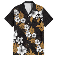 Hawaiian Hibiscus Tribal Floral Brown Family Matching Long Sleeve Bodycon Dress and Hawaiian Shirt Polynesian Tapa Pattern LT01 Dad's Shirt - Short Sleeve Brown - Polynesian Pride