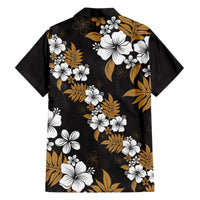 Hawaiian Hibiscus Tribal Floral Brown Family Matching Off The Shoulder Long Sleeve Dress and Hawaiian Shirt Polynesian Tapa Pattern LT01 - Polynesian Pride