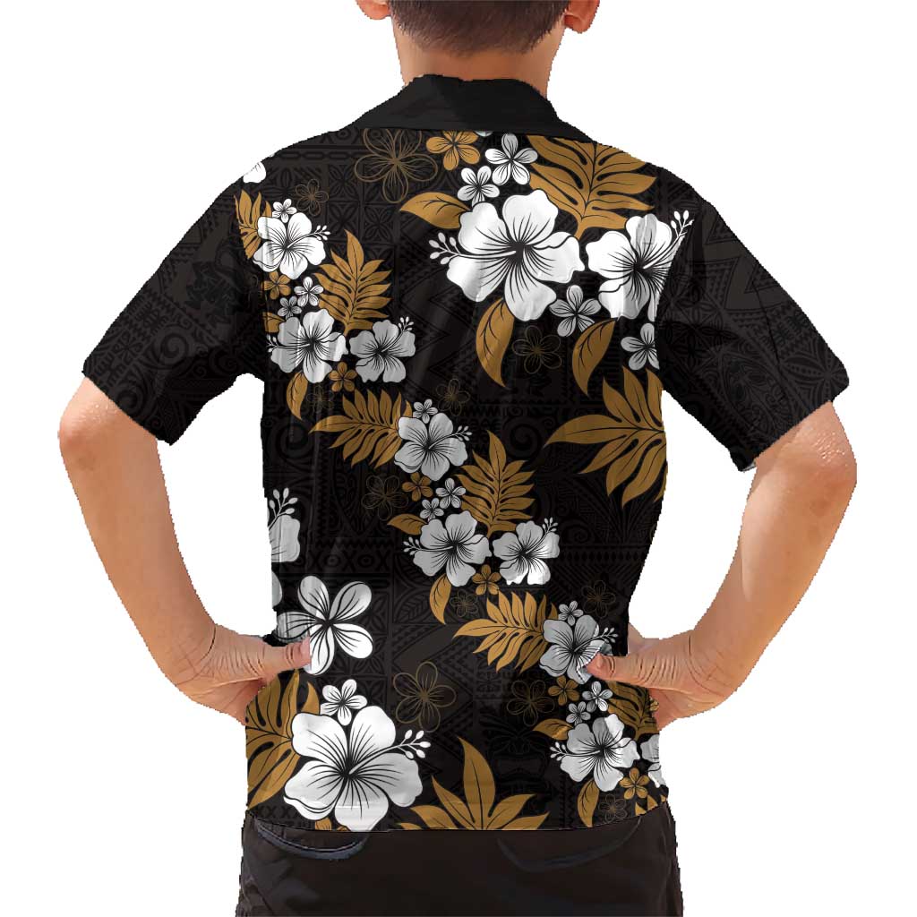 Hawaiian Hibiscus Tribal Floral Brown Family Matching Short Sleeve Bodycon Dress and Hawaiian Shirt Polynesian Tapa Pattern LT01 - Polynesian Pride