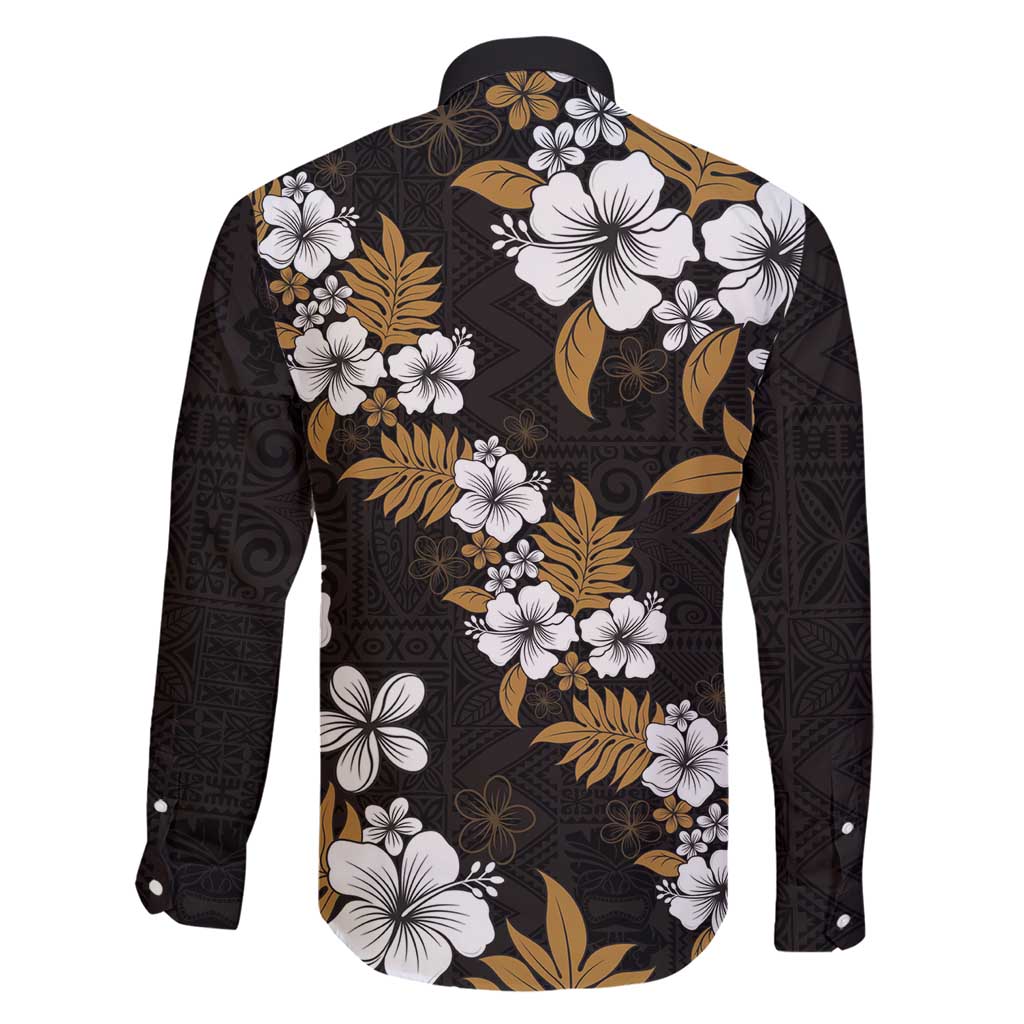 Hawaiian Hibiscus Tribal Floral Brown Family Matching Short Sleeve Bodycon Dress and Hawaiian Shirt Polynesian Tapa Pattern LT01 - Polynesian Pride