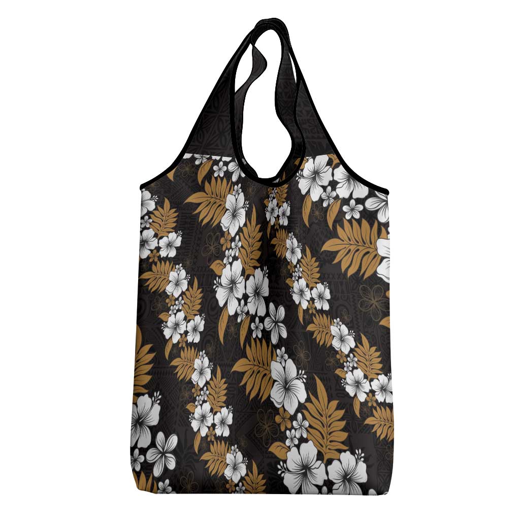 Hawaiian Hibiscus Tribal Floral Brown Grocery Bag Polynesian Tapa Pattern LT01 - Polynesian Pride