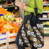 Hawaiian Hibiscus Tribal Floral Brown Grocery Bag Polynesian Tapa Pattern LT01 - Polynesian Pride