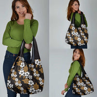 Hawaiian Hibiscus Tribal Floral Brown Grocery Bag Polynesian Tapa Pattern LT01 - Polynesian Pride