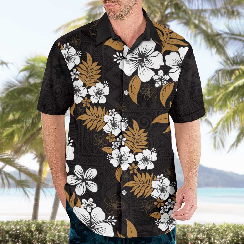 Hawaiian Hibiscus Tribal Floral Brown Hawaiian Shirt Polynesian Tapa Pattern - Polynesian Pride