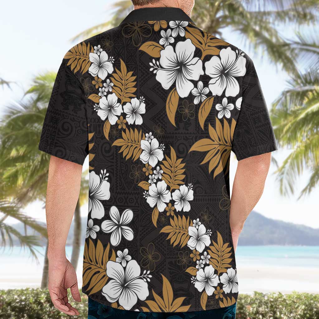Hawaiian Hibiscus Tribal Floral Brown Hawaiian Shirt Polynesian Tapa Pattern - Polynesian Pride
