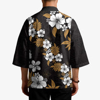 Hawaiian Hibiscus Tribal Floral Brown Kimono Polynesian Tapa Pattern - Polynesian Pride
