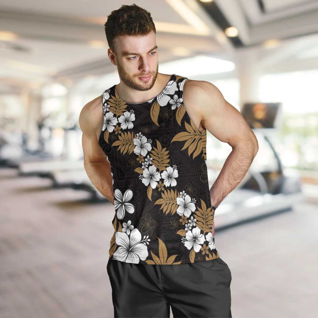 Hawaiian Hibiscus Tribal Floral Brown Men Tank Top Polynesian Tapa Pattern LT01 Brown - Polynesian Pride