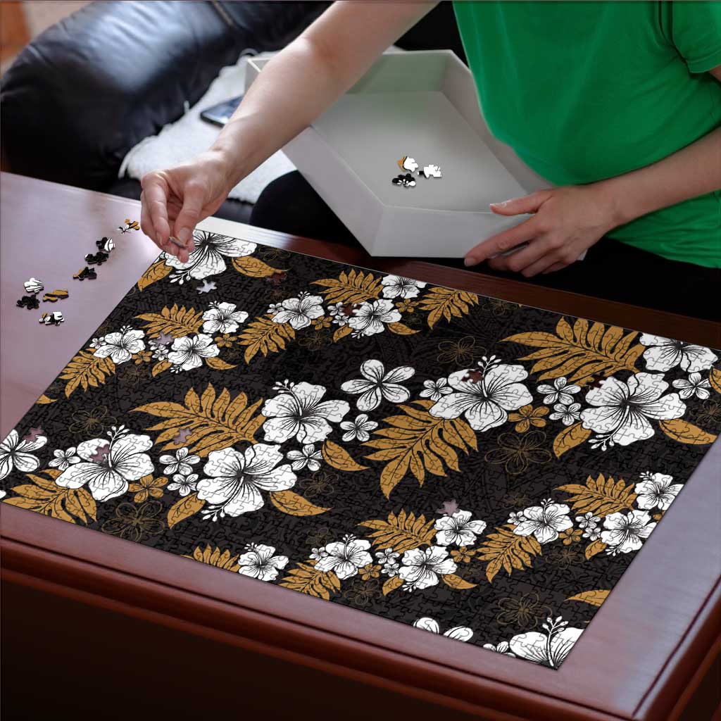 Hawaiian Hibiscus Tribal Floral Brown Puzzle Polynesian Tapa Pattern - Polynesian Pride
