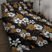 Hawaiian Hibiscus Tribal Floral Brown Quilt Bed Set Polynesian Tapa Pattern - Polynesian Pride