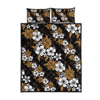 Hawaiian Hibiscus Tribal Floral Brown Quilt Bed Set Polynesian Tapa Pattern - Polynesian Pride