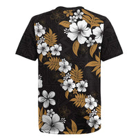 Hawaiian Hibiscus Tribal Floral Brown Rugby Jersey Polynesian Tapa Pattern LT01 - Polynesian Pride
