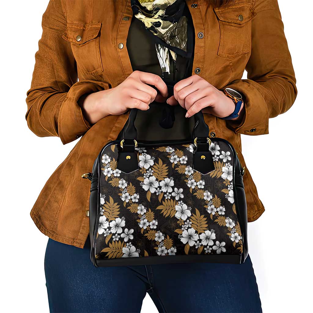 Hawaiian Hibiscus Tribal Floral Brown Shoulder Handbag Polynesian Tapa Pattern - Polynesian Pride