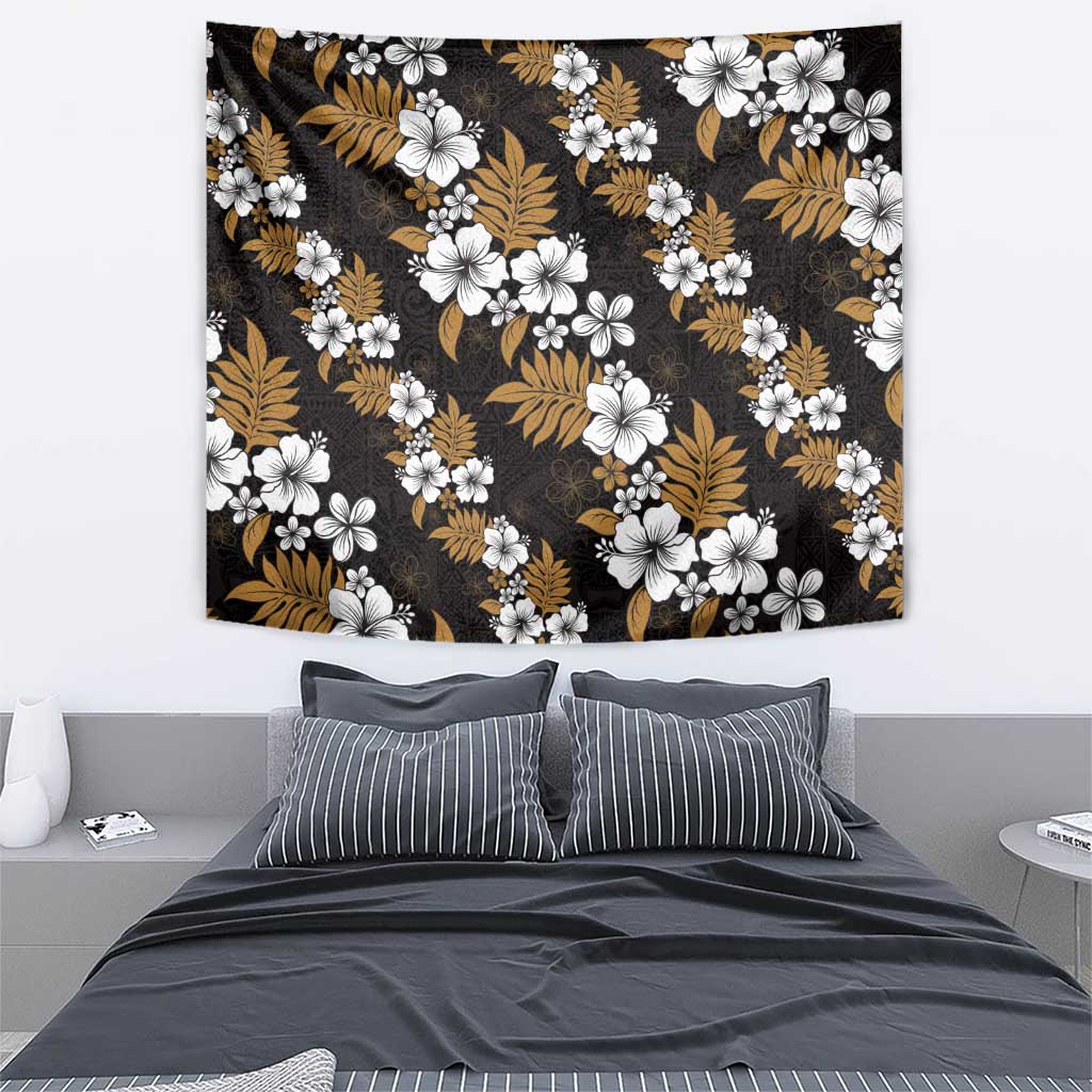 Hawaiian Hibiscus Tribal Floral Brown Tapestry Polynesian Tapa Pattern - Polynesian Pride